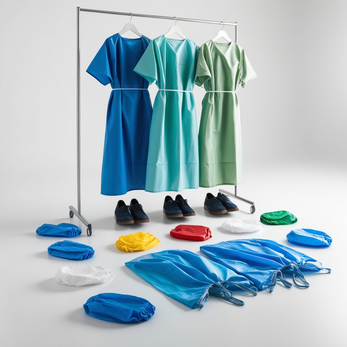 Reusable shoe covers green