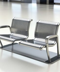 Airport Bench  Indoor and Outdoor Waiting Room Seat  Stainless Steel  Two Seater  Flat Pack  127 x 67 x 82 cm  2
