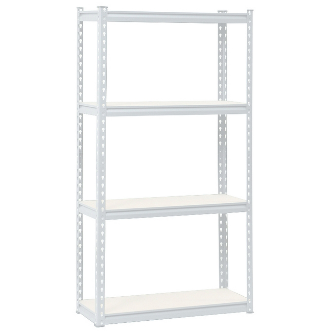 Steel Shelving - 4 Tier - Medium Duty - Boltless - Metal Frame - MDF Shelves - White - ADIY3901