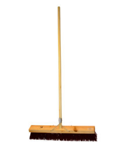 Platform Broom - Complete - Brown Synthetic Fibre (0.75mm) - Wooden Handle - 88 Grip - 61cm - Pack of 3 - F3257