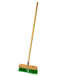 Gutter Sweeper Broom - Complete - Green Synthetic Fibre (0.75mm) - Wooden Handle - 55 Grip - 30.5cm - Pack of 3 - F3156