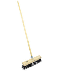 Gutter Sweeper Broom - Complete - Stiff Brown PVC Fibre (1.5mm) - Wooden Handle - 55 Grip - 30.5cm - Pack of 3 - F3157