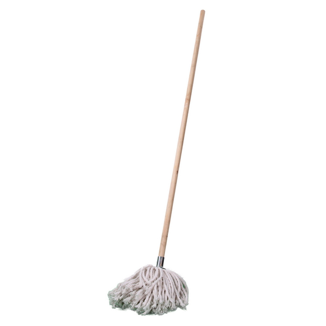 Mop - Complete - W4 Head with Metal Socket - Wooden Handle - 365g - Pack of 5 - F18661
