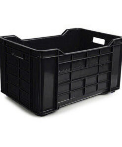 Stack Crate - Agri Lug - Plastic Box - Solid Base and Sides - 53 x 35.5 x 29 cm - Recycled Material - Black - PI-401-Solid-black