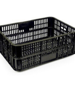 Live Chicken Crate - Open Top - Vented - Plastic Crate - 74 x 53 x 31 cm - Recycled Material - Black - PI-LB10-OT-black