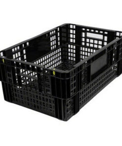 Nesting Agri Crate - Plastic Agri Box - Vented Base and Sides - 60 x 40 x 24 cm - Recycled Material - Black - PI-720-black