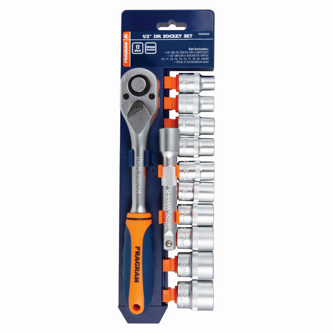 Socket Set - 1/2” - Chrome Vanadium - 12 Piece - TOOS1505