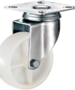 Castor Wheels - Nylon - Top Swivel - Fixed Plate - White - 65mm - TOOC479