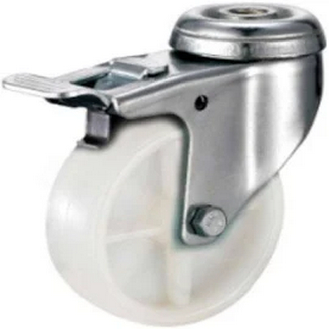 Castor Wheels - Polypropylene - Bolt Hole Swivel - Brake - White - 50mm - TOOC400