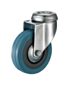 Castor Wheels - Blue Rubber - Bolt Hole - Swivel - 50mm - TOOC428