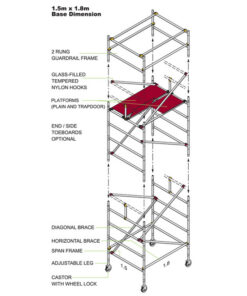 Wide Aluminium Span Tower - 1850 x 1500 x 6200mm - SPANTWR6200