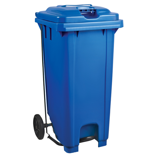 Wheelie Bin - Foot Operated Pedal Bin - 120L - Plastic - Blue - 0241