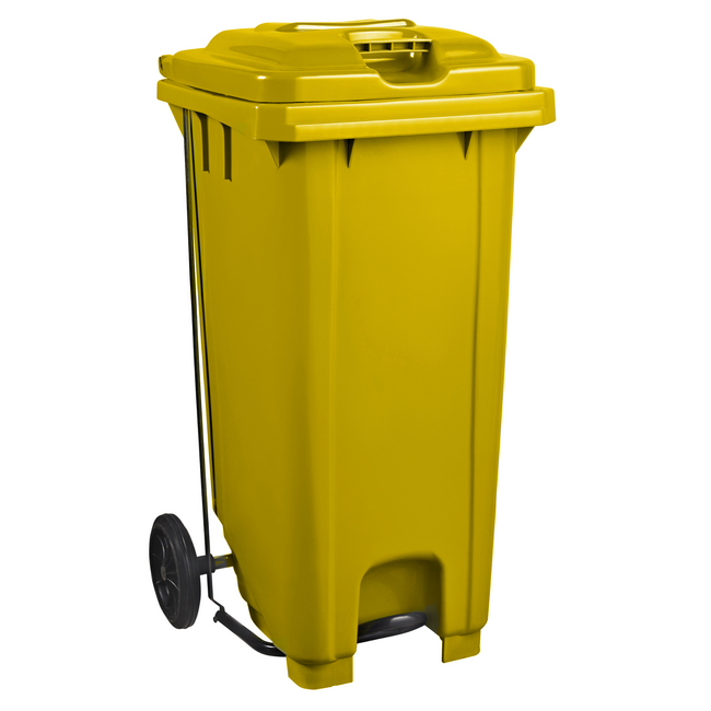 Wheelie Bin - Foot Operated Pedal Bin - 120L - Plastic - Yellow - 0239