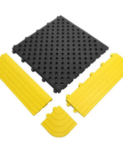 Rubber Tile Male Edging - Fatigue-Lock Interlocking Anti-Fatigue Mat - 50 x 15 x 2.4 cm - Yellow - FLE070002M