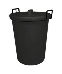 Refuse Bin with Lid - Plastic - Steel Handles - 90L - Black - LB022B
