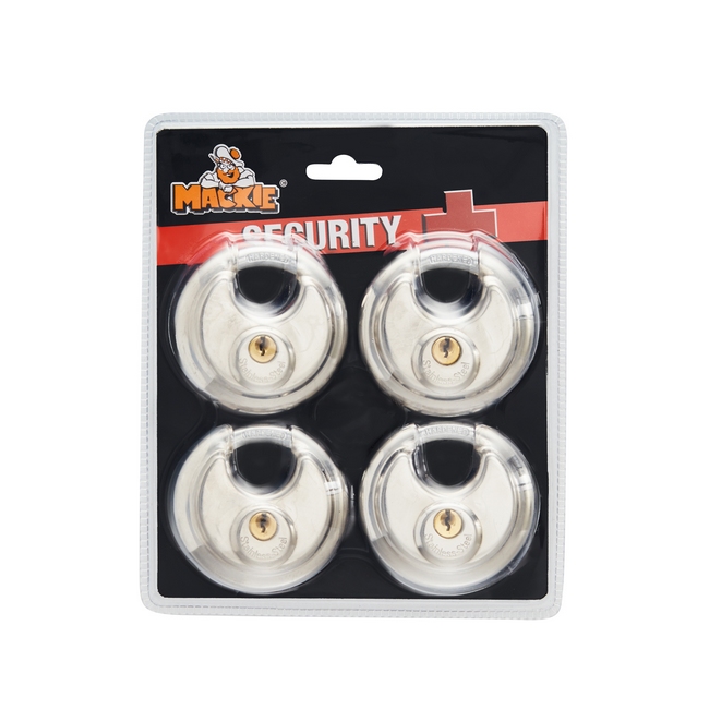 Padlock - Discus - 4/KA - Stainless Steel - 70mm - Pack of 4 - 97031228
