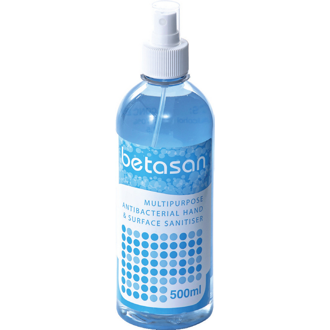 Hand Sanitiser - Liquid - Betasan - 75% Alcohol Based - 500ml - Pack of 9 - SR_80
