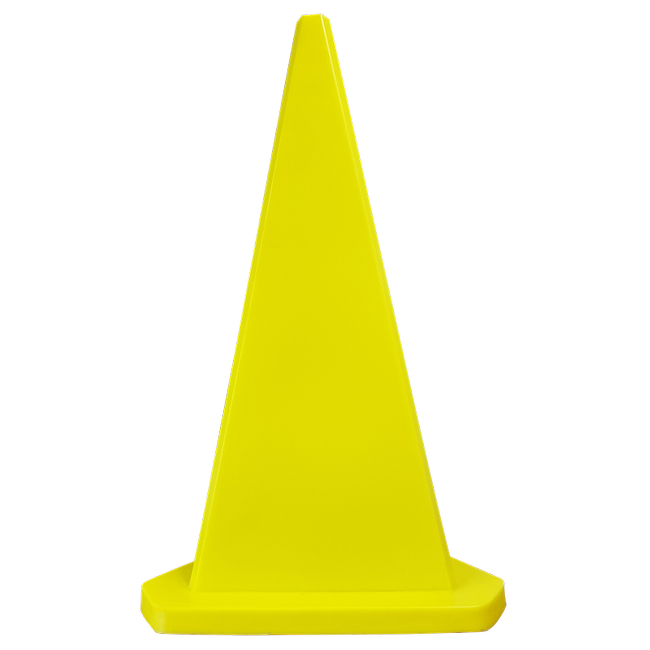 Safety Cone - Triangular - Hard Plastic - Parking Bollard - 100cm - Yellow - MBOL1MY