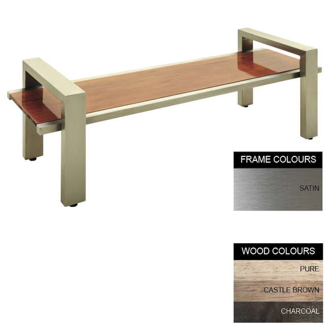 Modern Bench - Stainless Steel 304 and Wood - Adj. Feet - 45x240x49cm - Colour Options - MD4261S