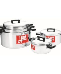 Pots with Lids - Combination - 10 Piece - Hart J7 - Aluminium - 150mm - 175mm - 200mm - 225mm - 250mm Pots - 705091
