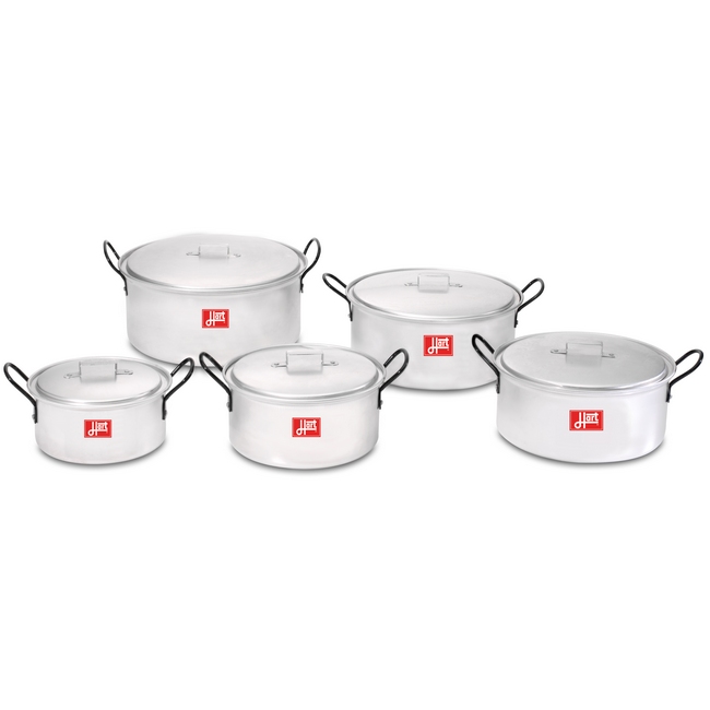 Pots with Lids - Combination - 10 Piece - Hart - 2 - Aluminium - 150mm - 175mm - 200mm - 225mm - 250mm Pots - 701104