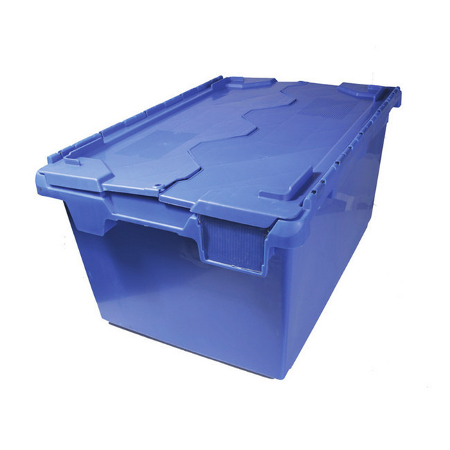 Plastic Crate - Hinged Lid - SABS Approved - 75L - Blue - Pack of 60 - AT75356-blue