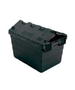Crate - Security Container - Plastic ALC - Attached Hinged Lid - 52L - 60 x 40 x 32cm - Black - ALC-320-Black