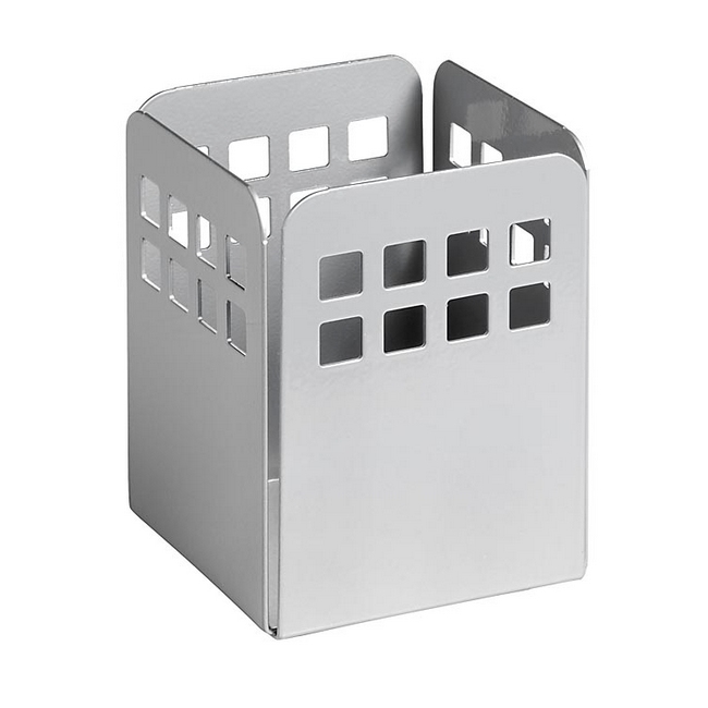 Pencil Holder - Square Punch Steel Range - Metal - 7.5 x 7.5 x 10 cm - Silver - 426SI