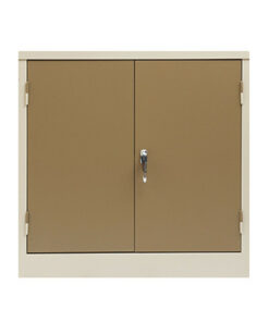 Steel Stationery Cupboard - Metal Storage Cabinet - 2 Shelves - Ivory and Karoo - 90 x 90 x 45 cm - SC004-ivorykaroo