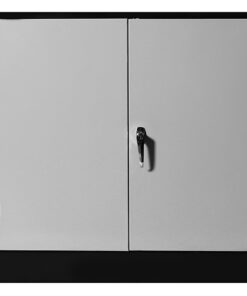 Steel Stationery Cupboard - Metal Storage Cabinet - 2 Shelves - Black and Silver - 90 x 90 x 45 cm - SC004-1-blacksilver