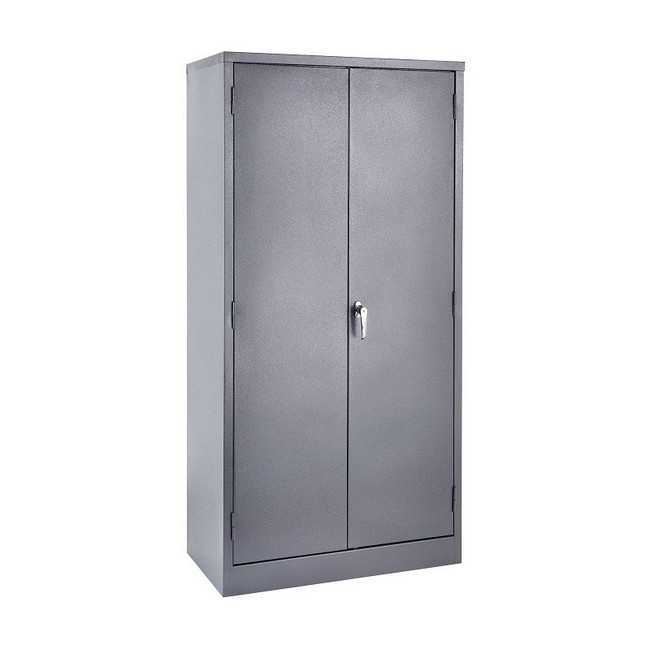 Steel Cupboard - Metal Stationery - 4 Shelves - Hammertone Grey - Knock Down (Requires Assembly) - 180 x 90 x 45 cm - SC002KD-grey
