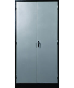 Steel Stationery Cupboard - Metal Storage Cabinet - 4 Shelves - Black and Silver - 180 x 90 x 45 cm - SC002-1-blacksilver