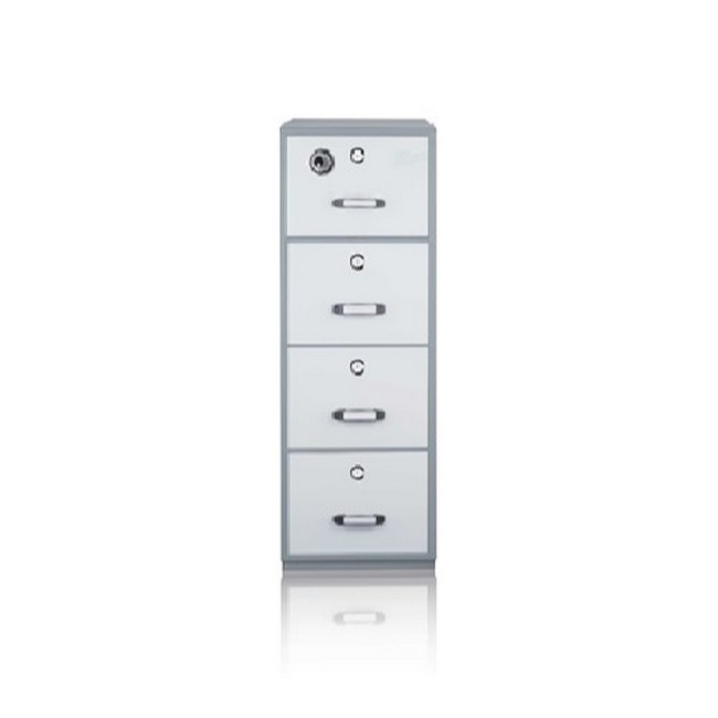 Steel Fire Resistant Filing Cabinet - 4 Drawer File Cupboard - 159 x 55.1 x 70 cm - Motorcraft Grey - FR001