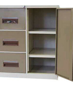 Steel Office Filing Cabinet and Cupboard - 3 Drawer File - 101.5 x 90 x 63 cm - FC33-ivorykaroo