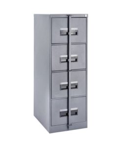 Steel Office Filing Cabinet - 4 Drawer File - Security Bar - Knock Down (Requires Assembly) - 130 x 47 x 63 cm - 4FC01KD-grey
