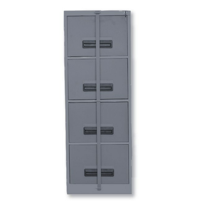 Steel Office Filing Cabinet - 4 Drawer File - Security Bar - 130 x 47 x 63 cm - 4FC01-grey