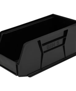 Stack & Hang Parts Storage Bin - Small Plastic Container - Size 5 - 28 x 14 x 13 cm - Black - BIN-5-BLACK