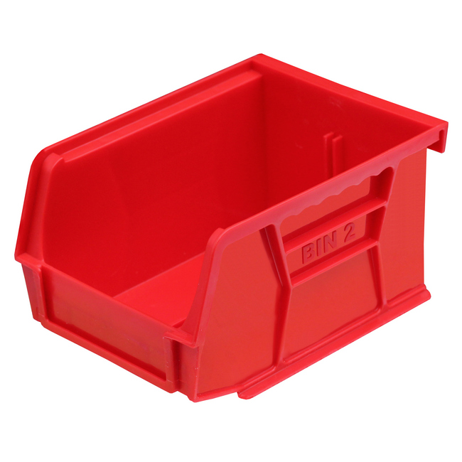 Stack & Hang Parts Storage Bin - Small Plastic Container - Size 2 - 13.5 x 10.5 x 7.5 cm - Red - BIN-2-RED