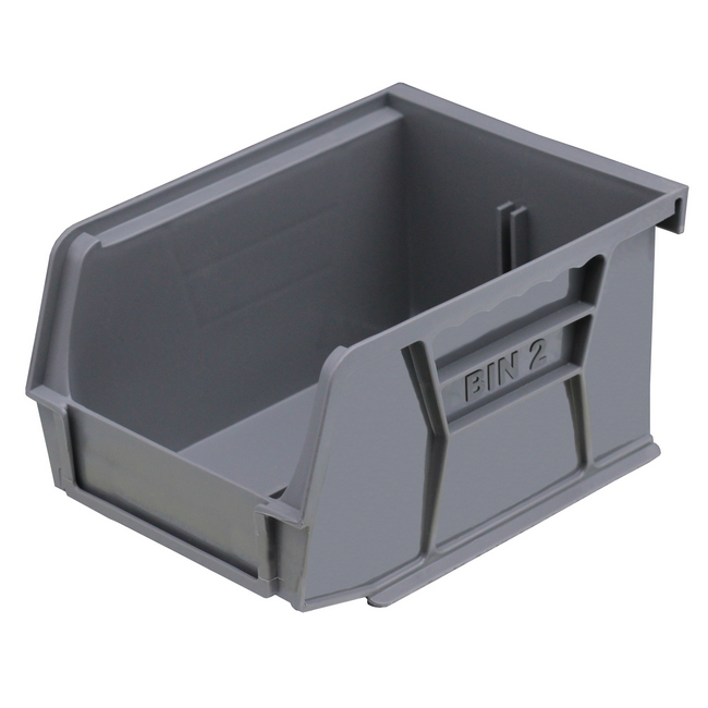Stack & Hang Parts Storage Bin - Small Plastic Container - Size 2 - 13.5 x 10.5 x 7.5 cm - Grey - BIN-2-GREY