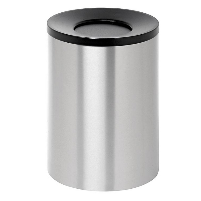 Steel Litter Bin - Wide - Swivel Funnel Top Lid and Bin Liner - Solid - 400 Ø x 600 (H) mm - Stainless Steel - 772SS-027SD