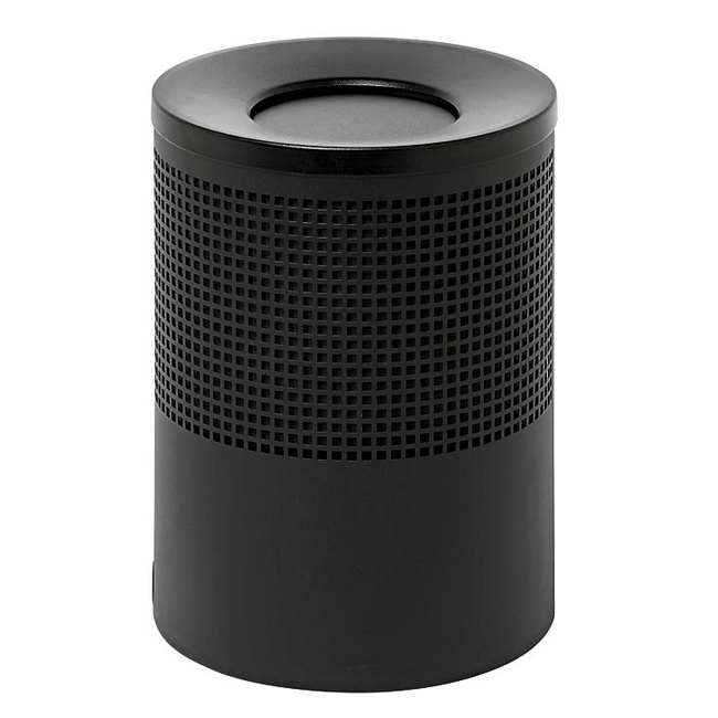 Steel Litter Bin - Wide - Swivel Funnel Top Lid and Bin Liner - Square Punch - 400 Ø x 600 (H) mm - Black - 771BL-027SD