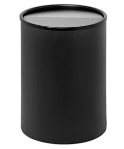 Steel Litter Bin - Wide - Full Swivel Lid and Bin Liner - Solid - 400 Ø x 600 (H) mm - Black - 763BL-027SD