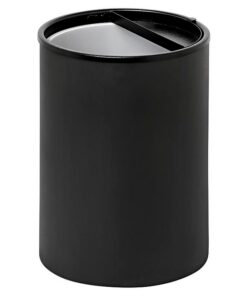 Steel Litter Bin - Wide - Ashtray Half Moon Flip Top Lid and Bin Liner - Solid - 400 Ø x 600 (H) mm - Black - 751BL-027SD