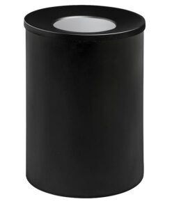 Steel Litter Bin - Wide - Funnel Top Lid and Bin Liner - Solid - 400 Ø x 600 (H) mm - Black - 674BL-027SD
