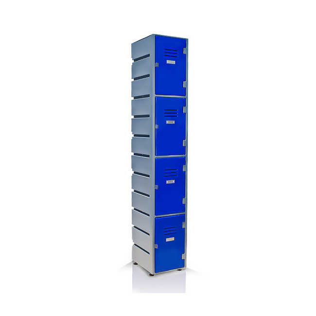 Plastic Locker - Solid Door - HACCP Compliant - Flat Top - 4 Tier - LOCKER4SOLID-FLAT