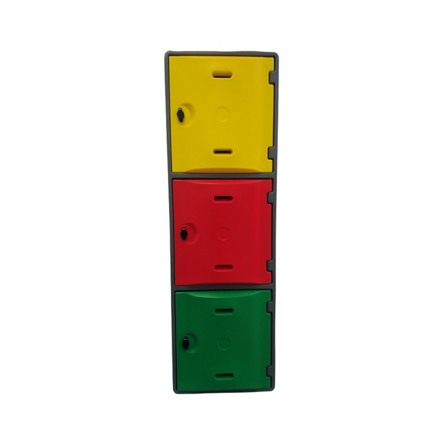 Plastic Locker - Junior - Solid Door - HACCP Compliant - Flat Top - 3 Tier - Coloured - JUNLOCKERCOL