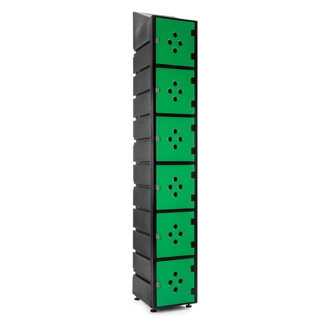 Ecolite Plastic Locker - HACCP Compliant - Slanted Top - 6 Tier - ECOLITELOCKER6