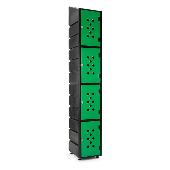 Ecolite Plastic Locker - HACCP Compliant - Slanted Top - 4 Tier - ECOLITELOCKER4