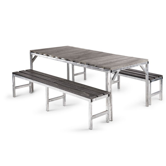 Canteen Set - 1 x Table and 2 x Single Benches - Solid Slats - 6 Seater - 180cm - CANSOLID1800