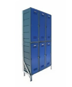 Plastic Clothes Lockers on Frame - 6 x Flat Top Lockers - HACCP - 6CF-FLAT